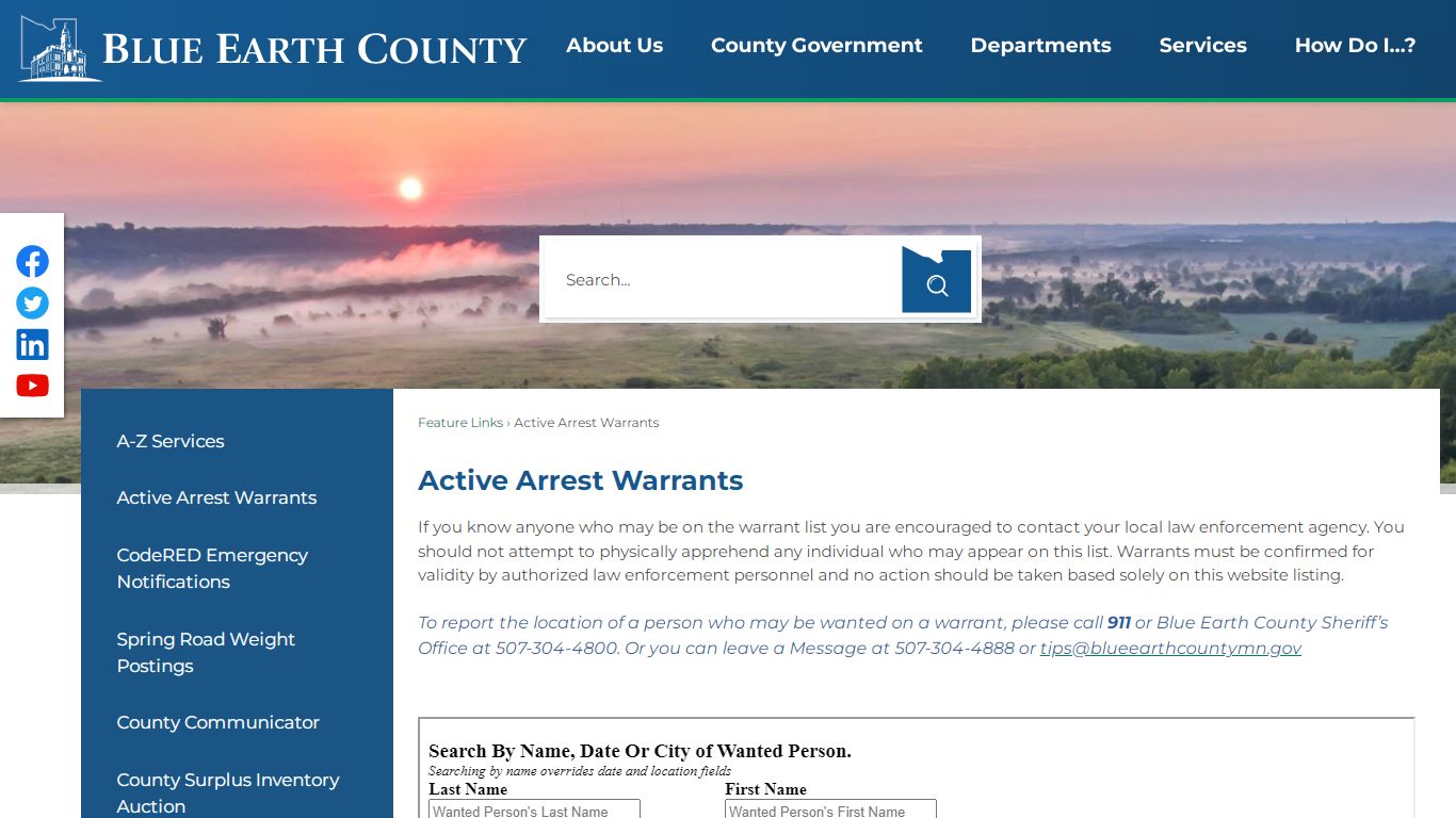 Active Arrest Warrants | Blue Earth County, MN - Official ...